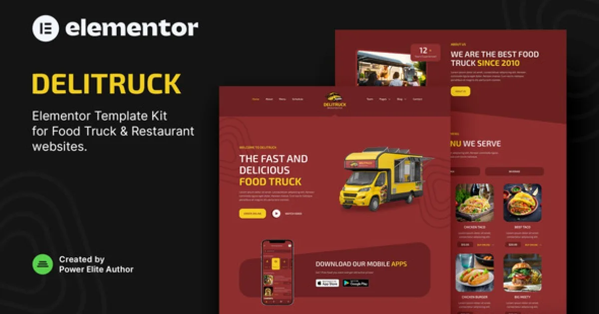 Delitruck – Food Truck & Restaurant Elementor Template Kit - Official Release Preview