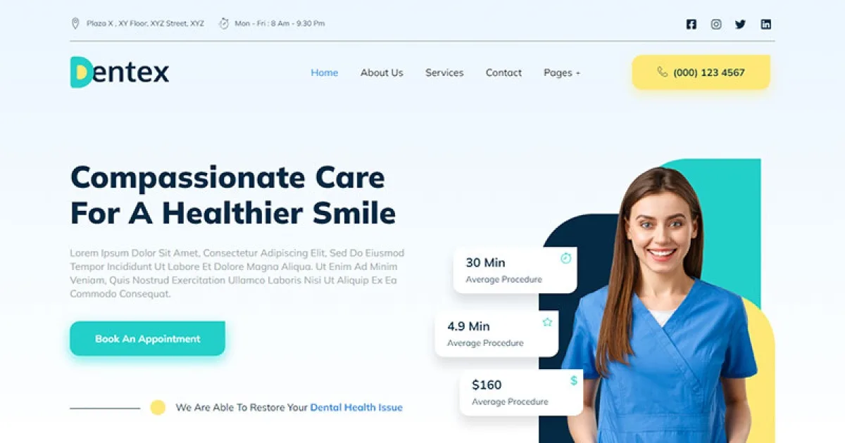 DENTEX – Dentist & Dental Care Elementor Template Kit
