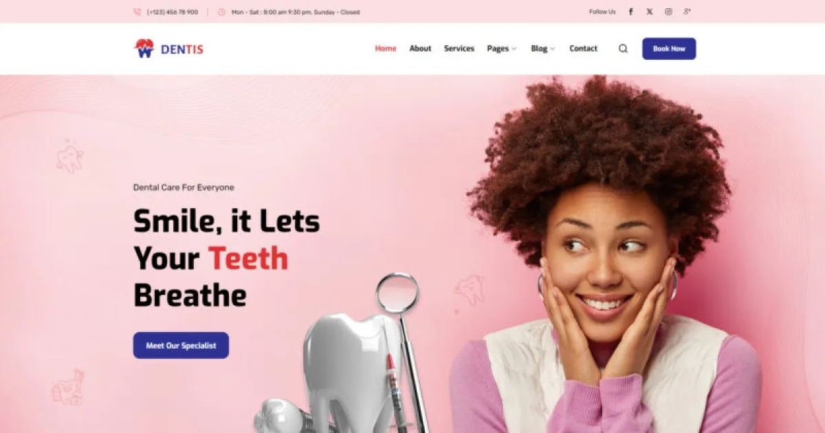 Dentis – Dentist & Dental Clinic Elementor Template Kit