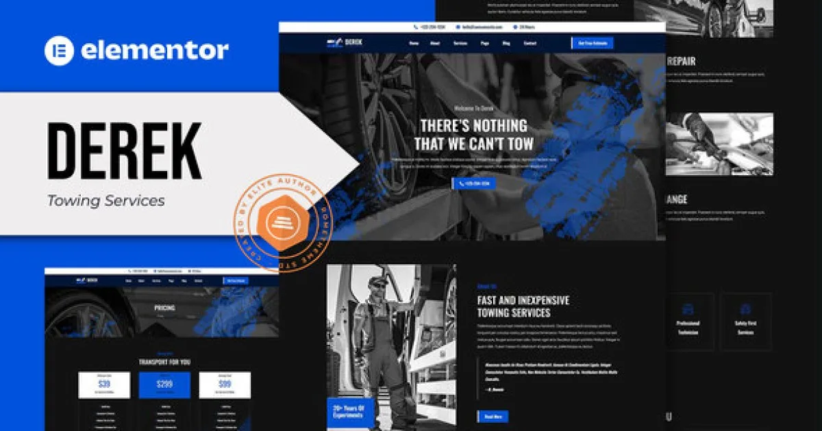 Derek – Towing Services Elementor Pro Template Kit