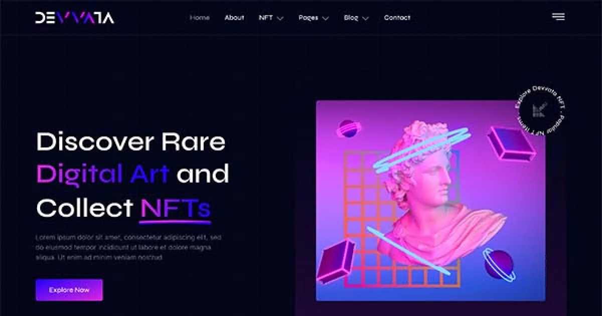 Devvata – NFT Portfolio Elementor Template Kit