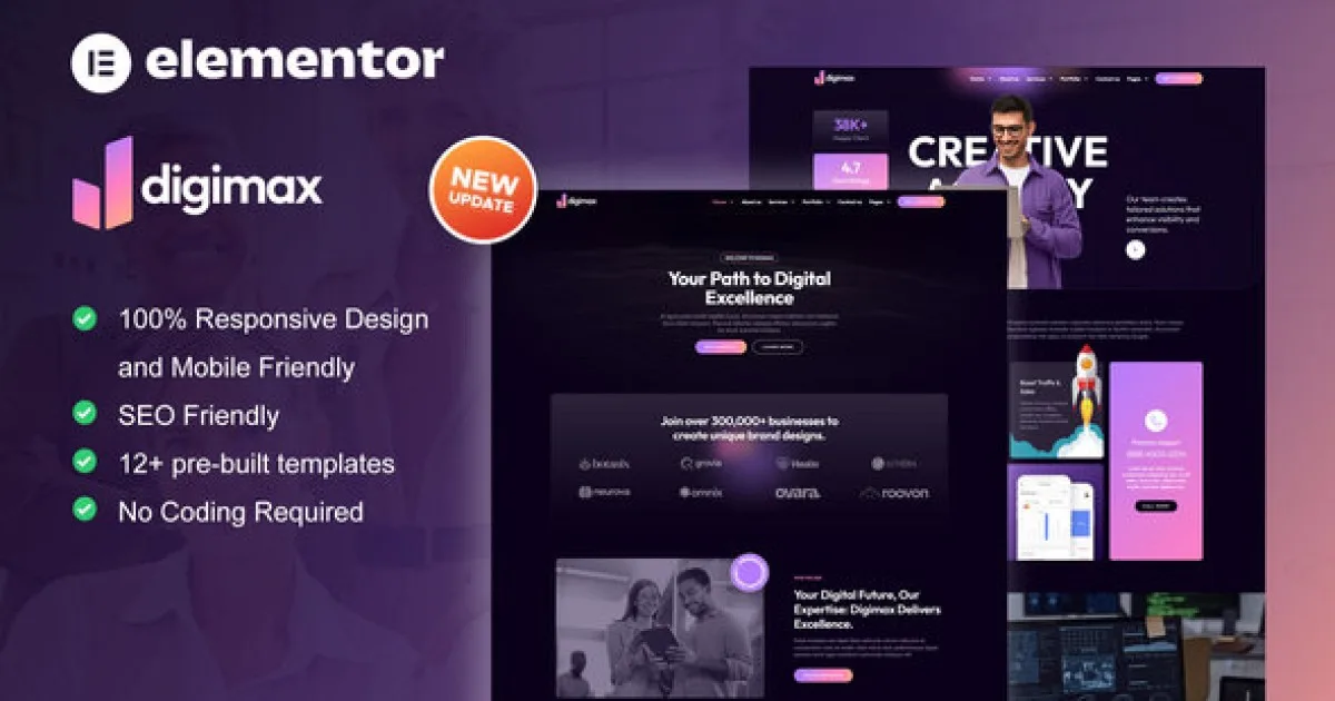 Digimax – Digital Marketing Agency Elementor Pro Template Kit - Official Release Preview