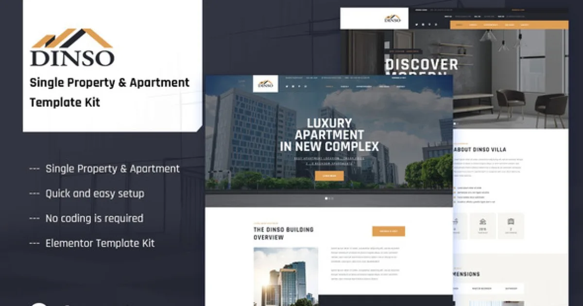 Dinso – Single Property & Apartment Elementor Template Kit