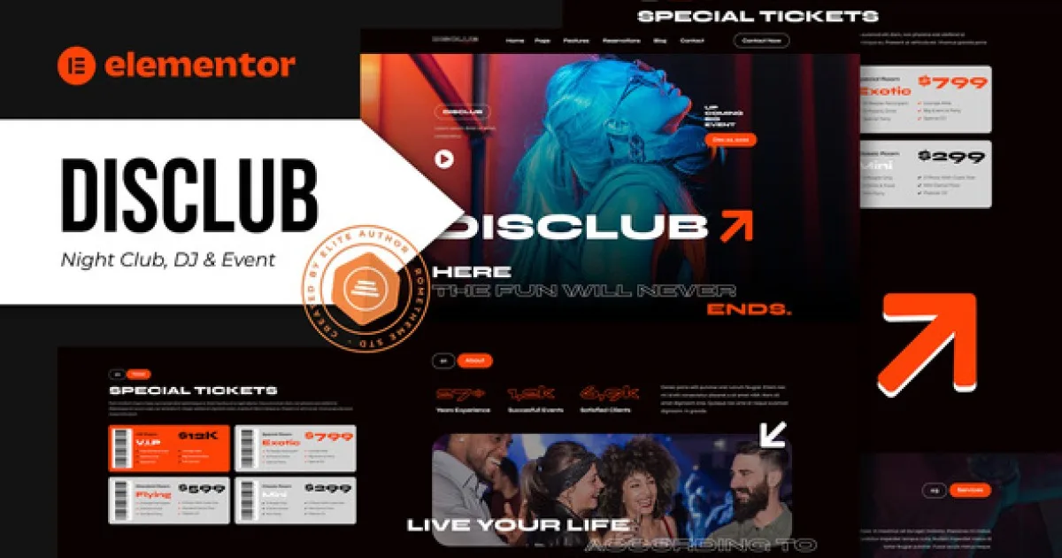 Disclub – Night Club DJ & Events Elementor Pro Template Kit