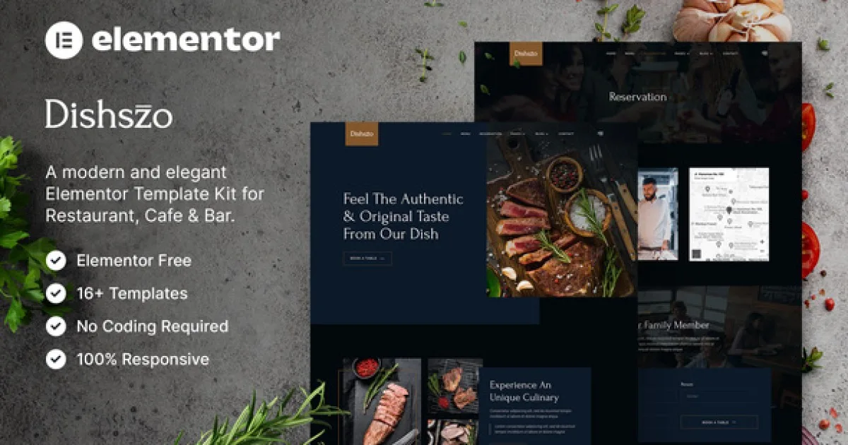 Dishszo – Restaurant & Cafe Elementor Template Kit