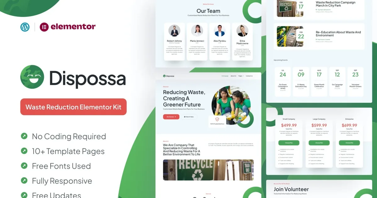 Dispossa – Waste Reduction Elementor Pro Template Kit