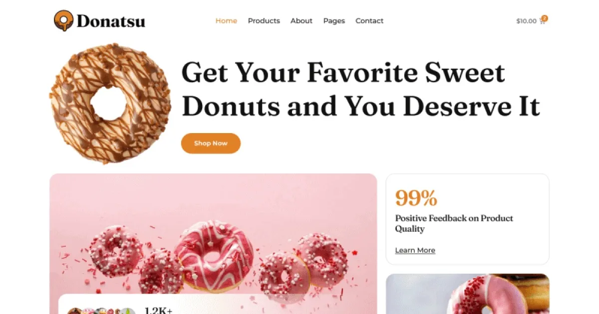 Donatsu – Donut Store Ecommerce Elementor Pro Template Kit