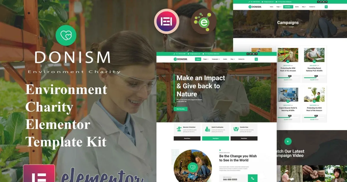 Donism – Environment Charity Elementor Template Kit