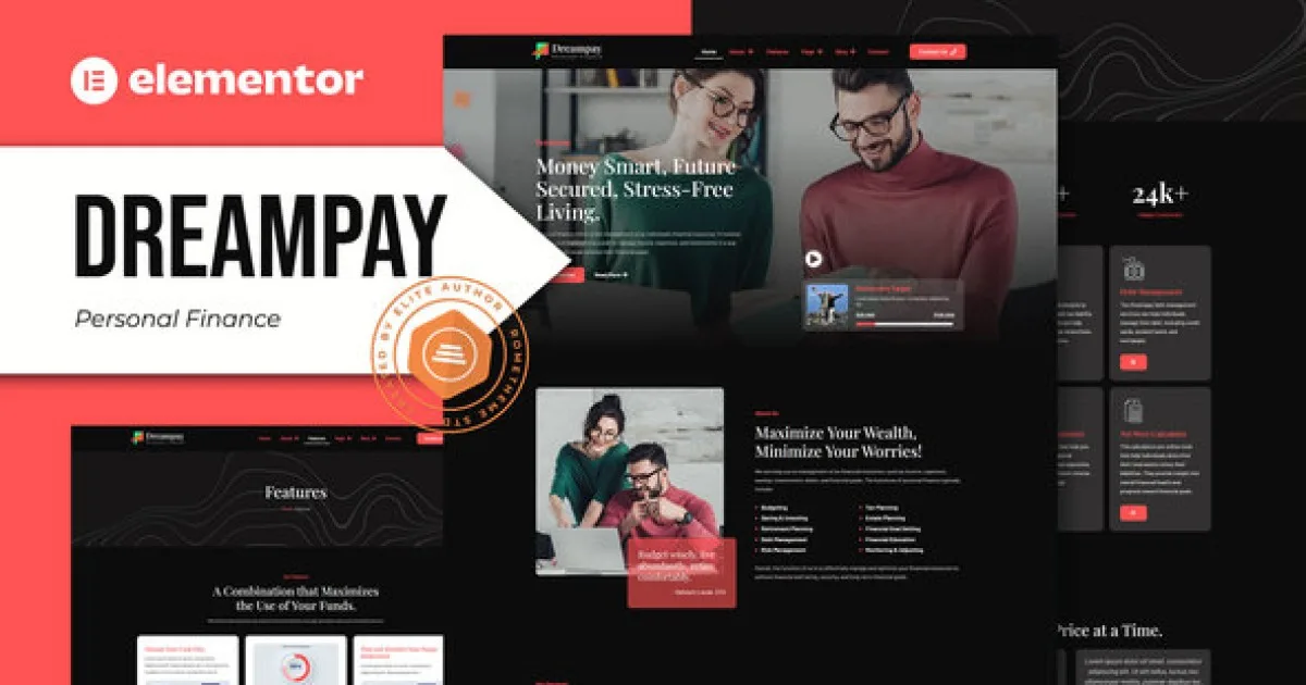 Dreampay – Personal Finance Elementor Pro Template Kit - Official Release Preview