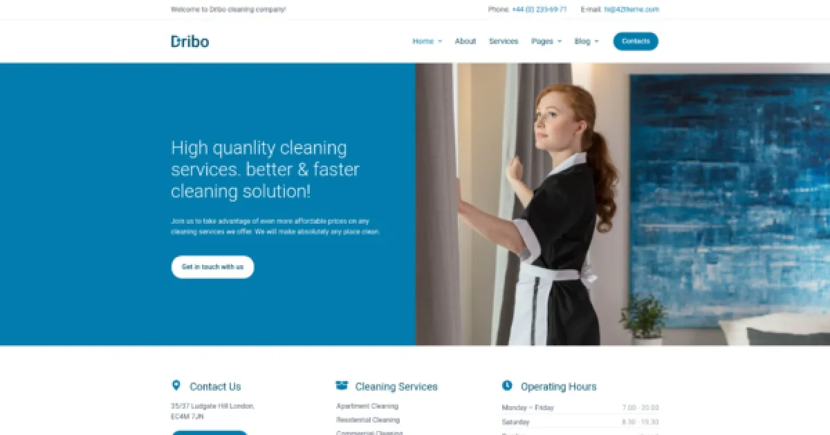 Dribo — Cleaning Company Template Kit for Elementor