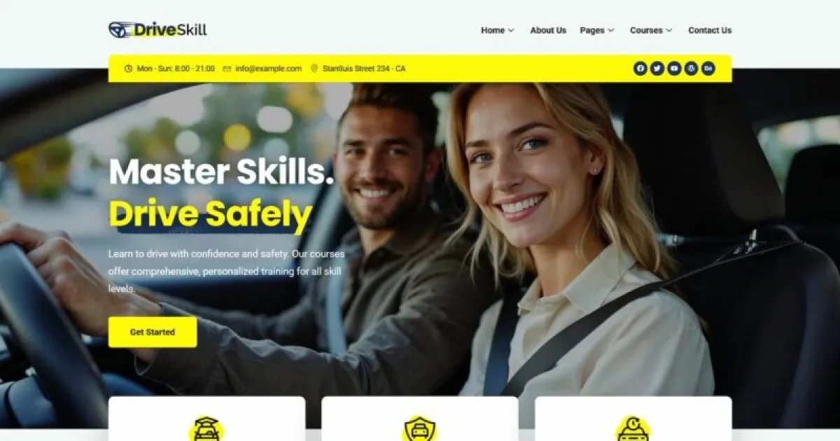 DriveSkill – Driving School Elementor Template Kit