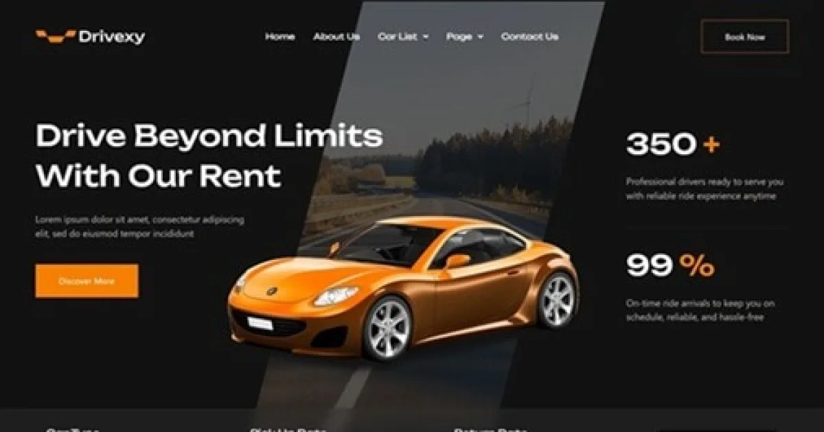 Drivexy – Car Rental Elementor Template Kit