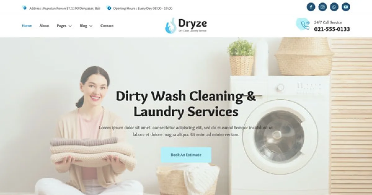Dryze – Dry Cleaning & Laundry Service Elementor Template Kit