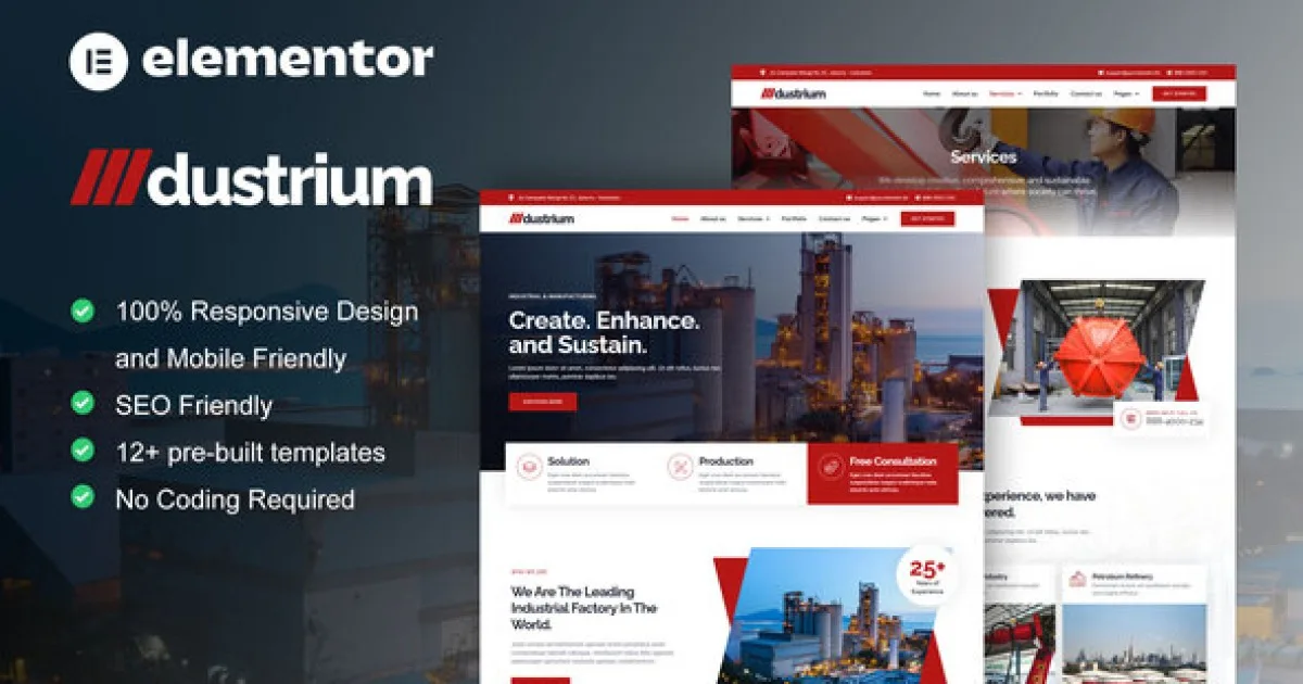 Dustrium – Industrial & Manufacturing Elementor Pro Template Kit