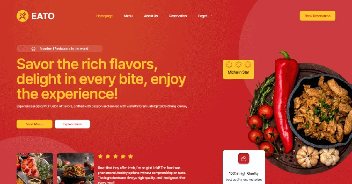 Eato – Restaurant and Cafe Elementor Template Kit for Dining, Food Services, and Culinary Brands