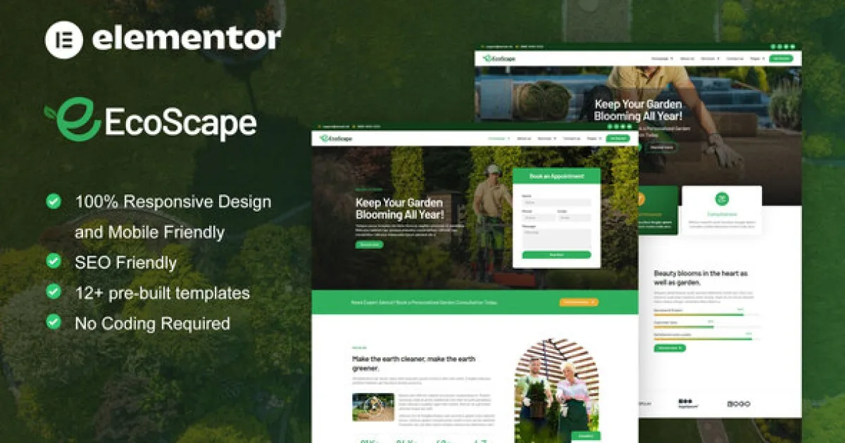 EcoScape – Gardening & Landscape Elementor Pro Template Kit - Official Release Preview