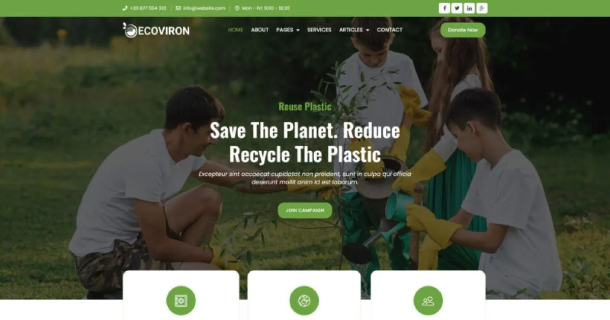 Ecoviron – Ecology & Enviroment Charity Elementor Pro Template Kit