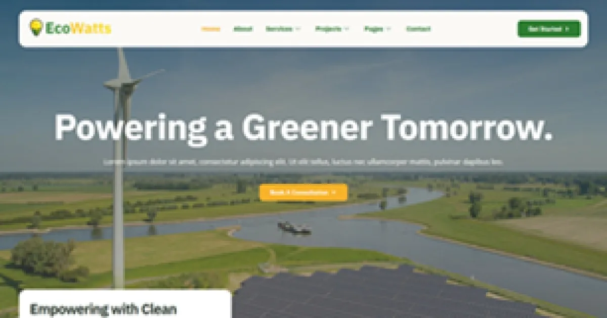 Ecowatts – Renewable Energy Elementor Template Kit