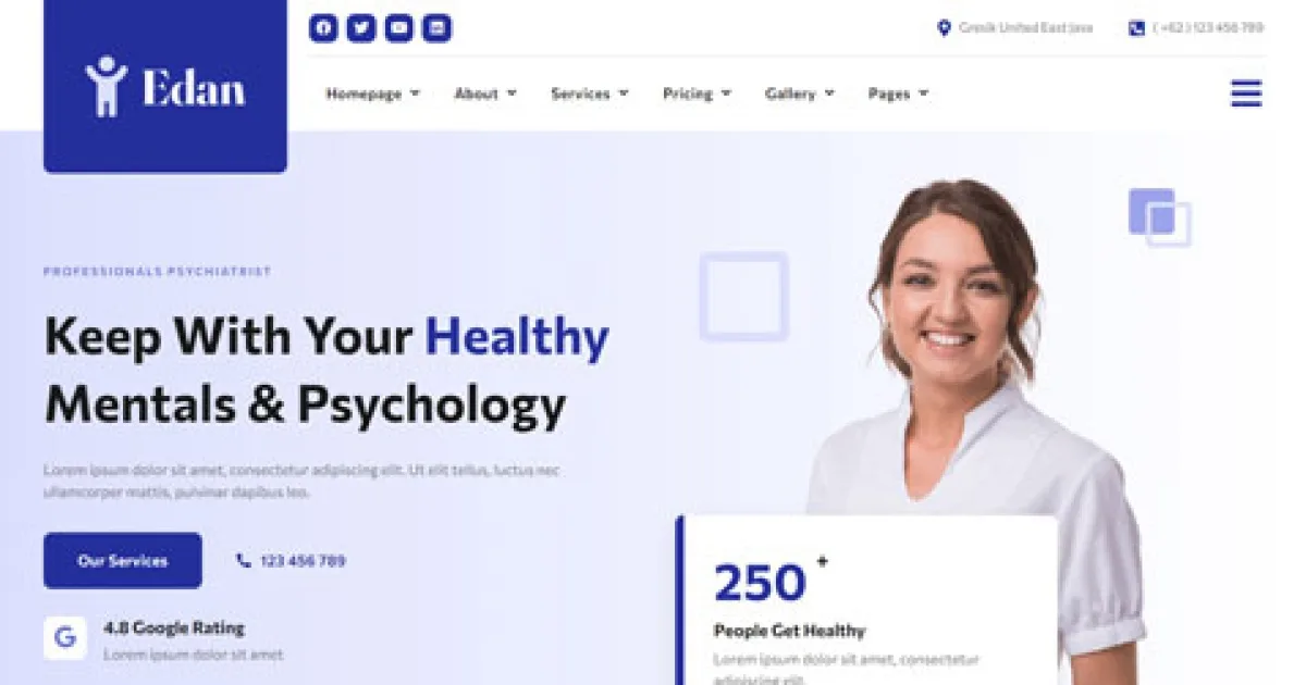 Edan – Human Psychology & Consultant Elementor Template Kit