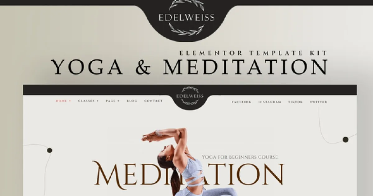 Edelweiss – Yoga & Meditation Elementor Pro Template Kit - Official Release Preview