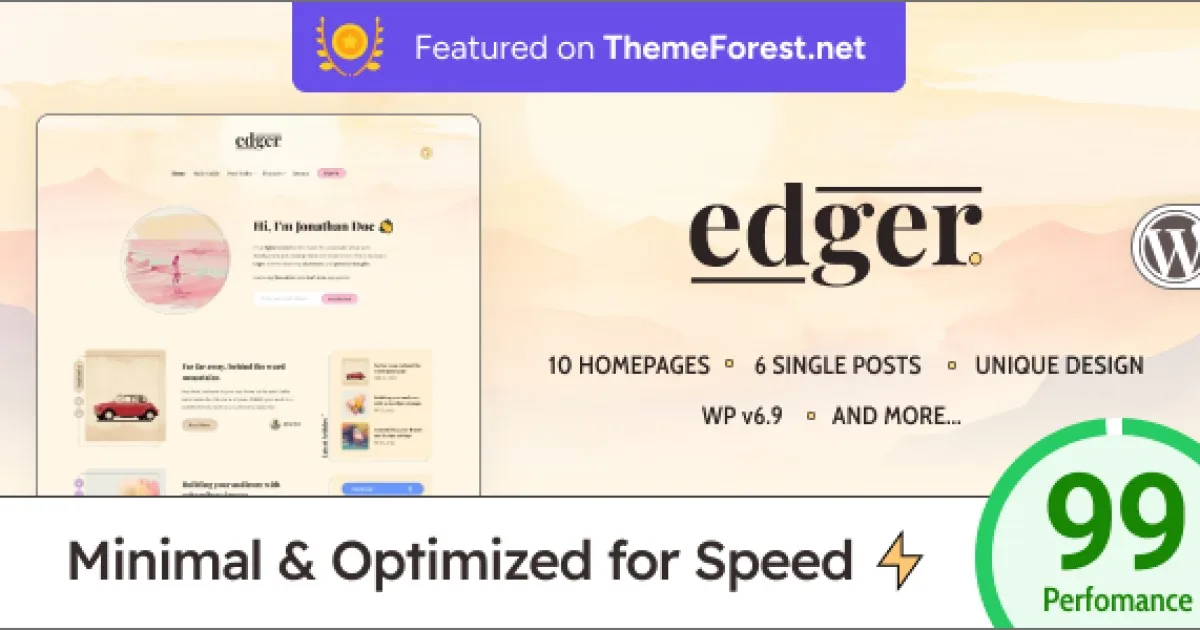 Edger – Modern & Lightweight Blog for WordPress
