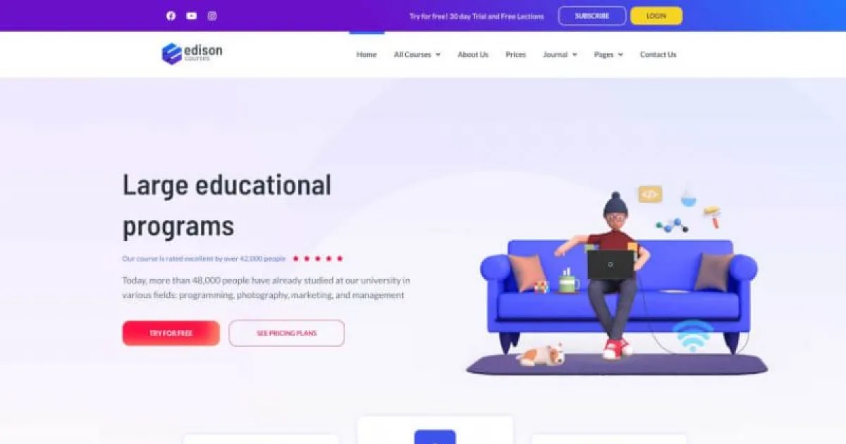 Edison Online Education Elementor Template Kit