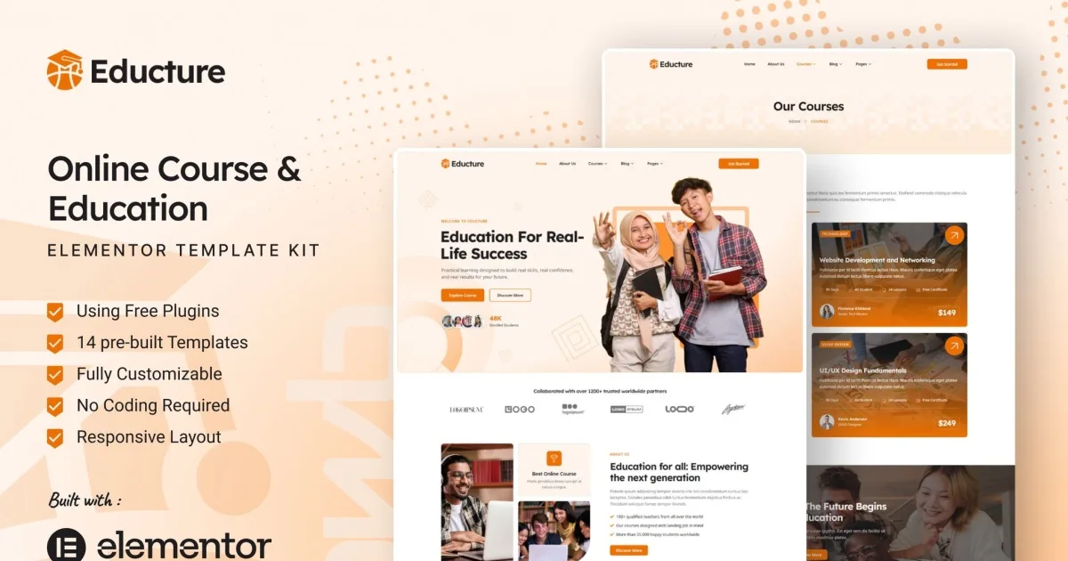 Educture – Online Course & Education Elementor Template Kit