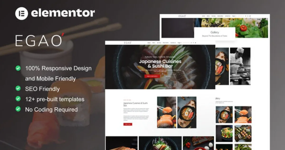 Egao – Japanese Restaurant & Sushi Bar Elementor Template Kit