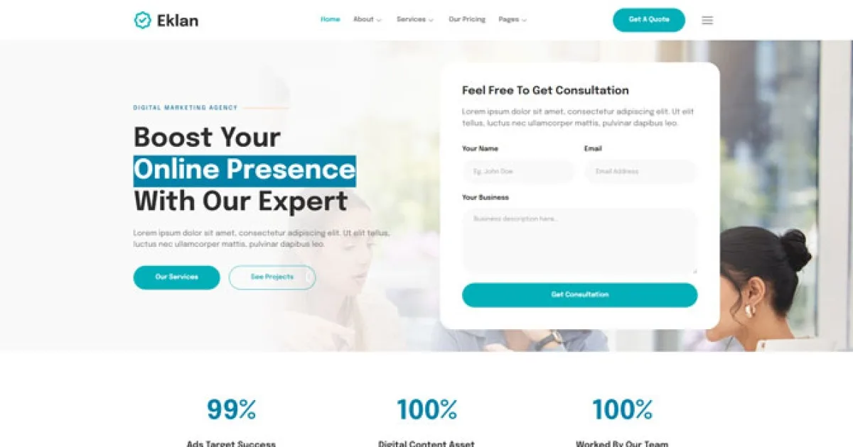 Eklan – Digital Marketing Agency Elementor Template Kit