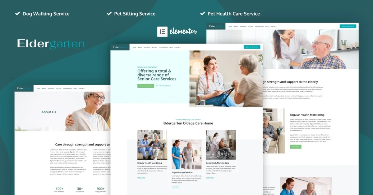 Eldergarten – Elder Care & Senior Home Elementor Pro Template Kit