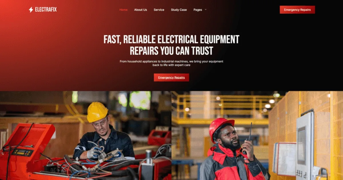 ElectraFix – Electrical Equipment Repair Elementor Template Kit for Maintenance Services