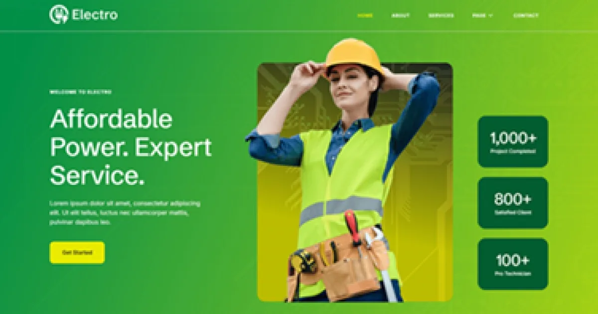 Electro – Electrician & Electrical Services Elementor Template Kit