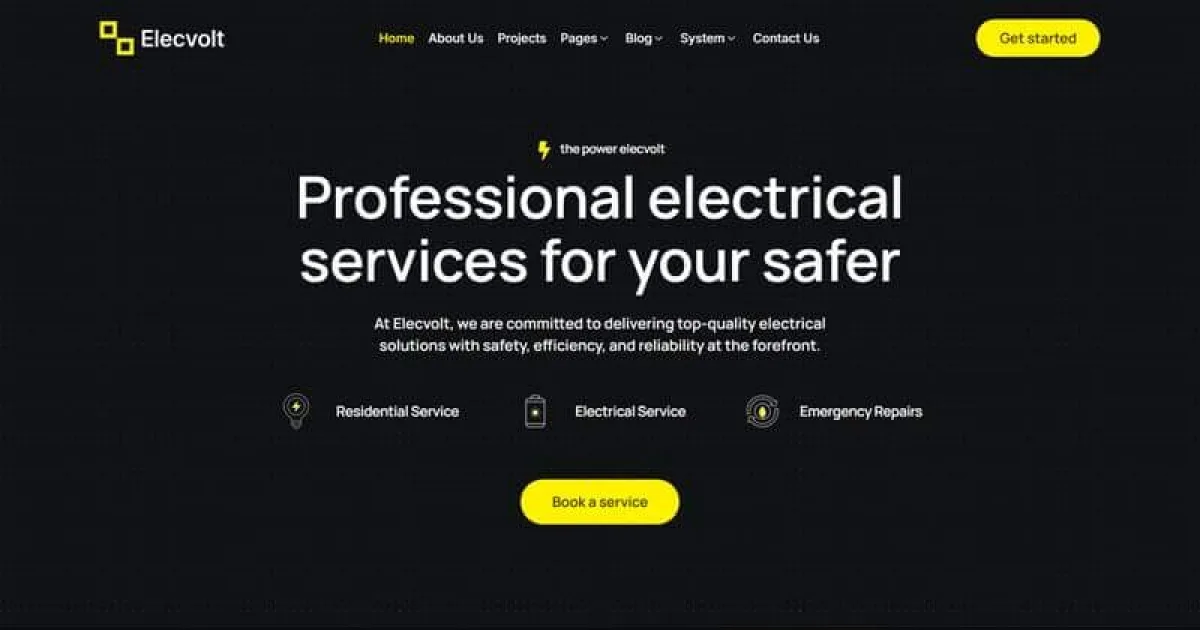 Elecvolt – Electrician & Electrical Services Elementor Template Kit