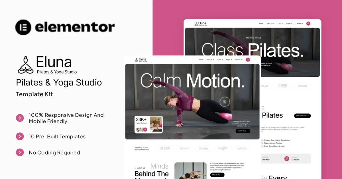 Eluna – Pilates & Yoga Studio Elementor Template Kit