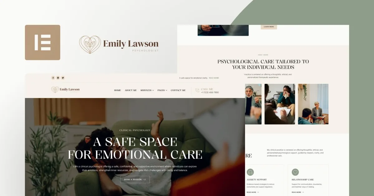 EmilyLawson – Psychologist & Counsellor Elementor Template Kit