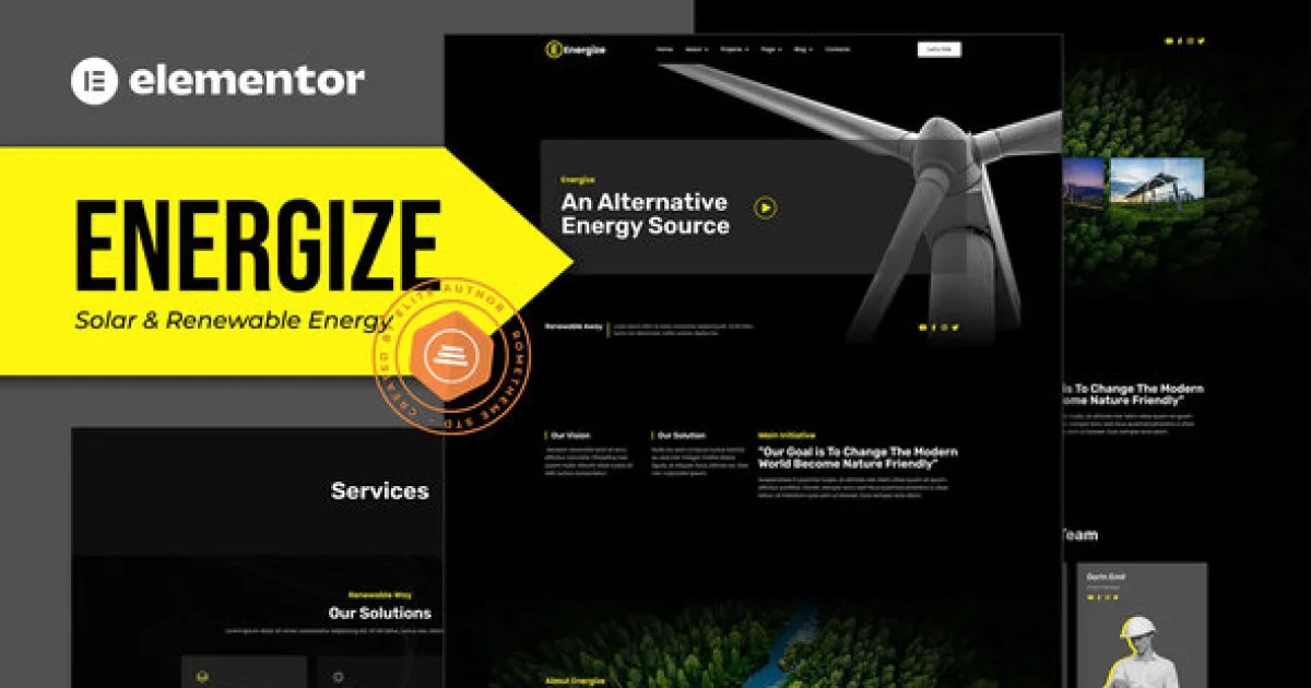 Energize – Solar & Renewable Energy Elementor Template Kit