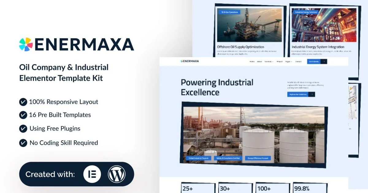 Enermaxa – Oil Company & Industrial Elementor Template Kit