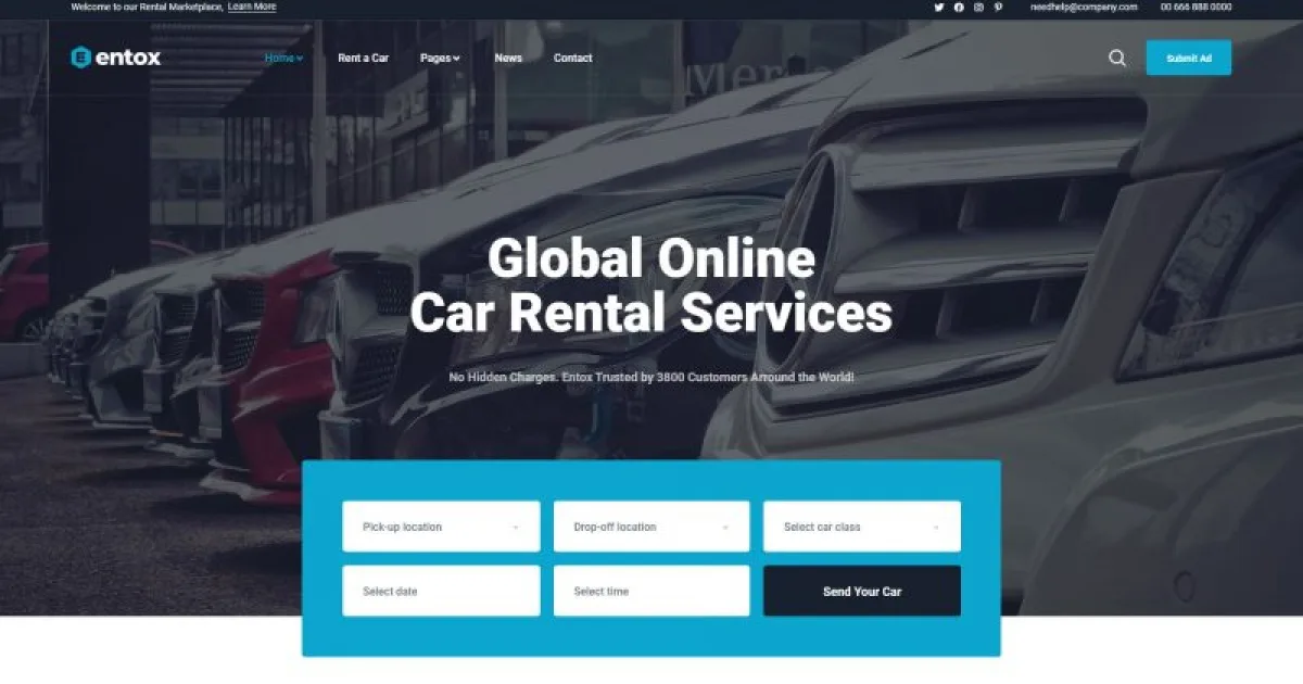 Entox – Car Rental Marketplace Elementor Template Kit
