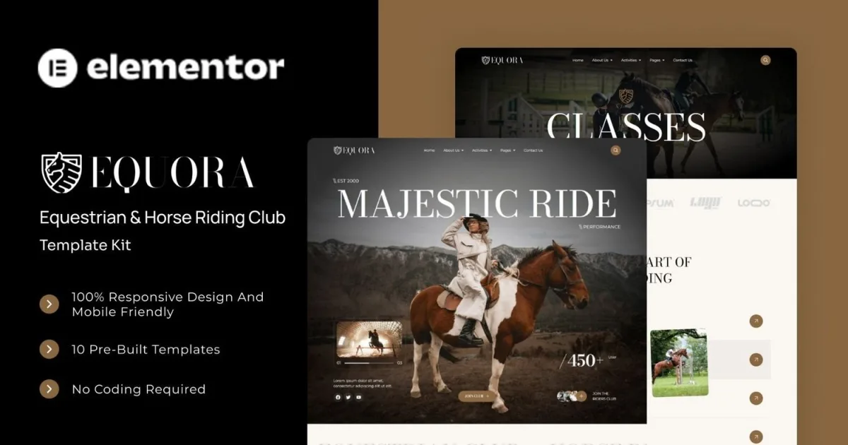 Equora – Equestrian & Horse Riding Club Elementor Template Kit