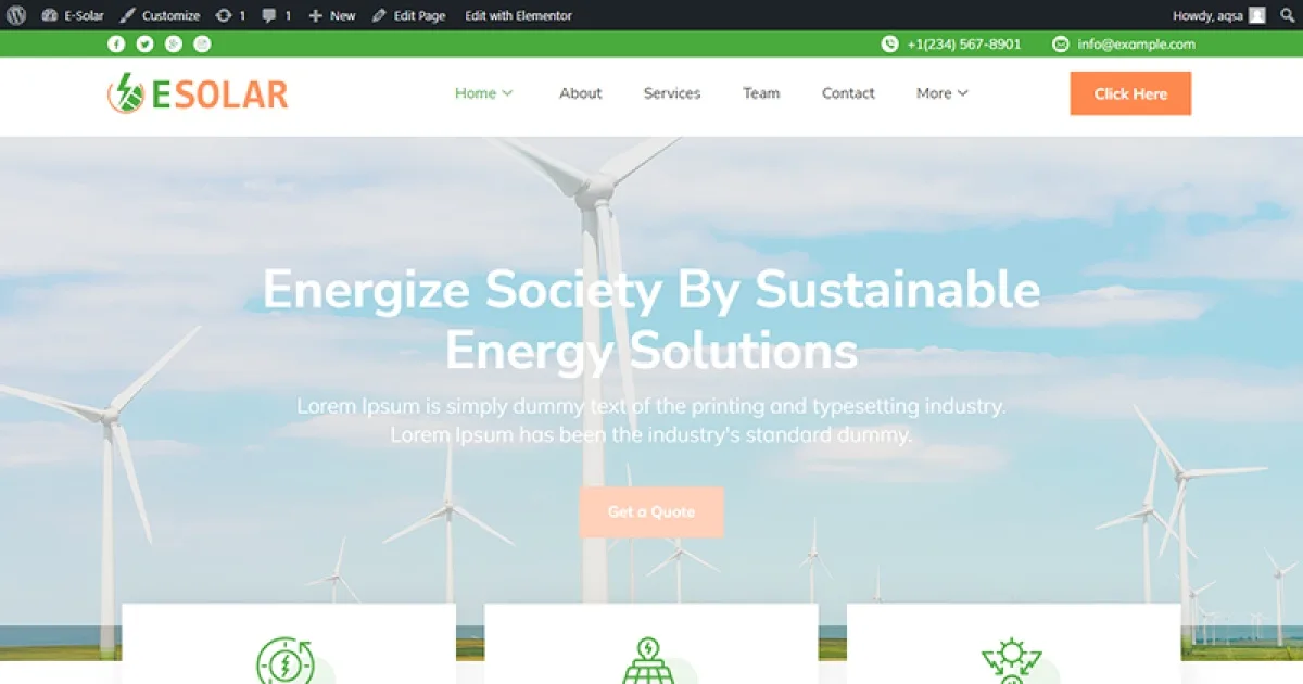 ESolar – Wind & Solar Power Services Elementor Template Kit
