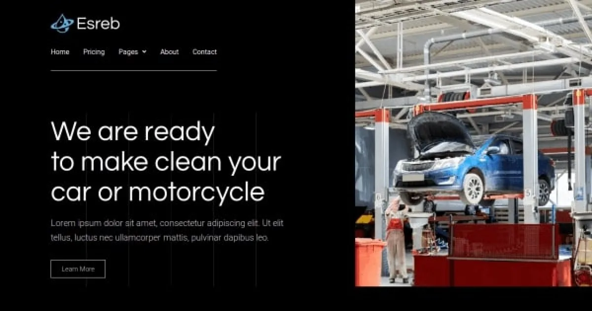 Esreb – Car & Motorcycle Wash Elementor Template Kit
