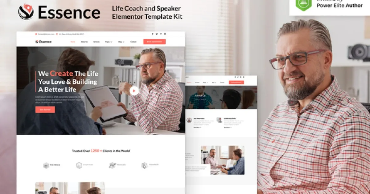 Essence – Life Coach & Speaker Elementor Template Kit - Official Release Preview