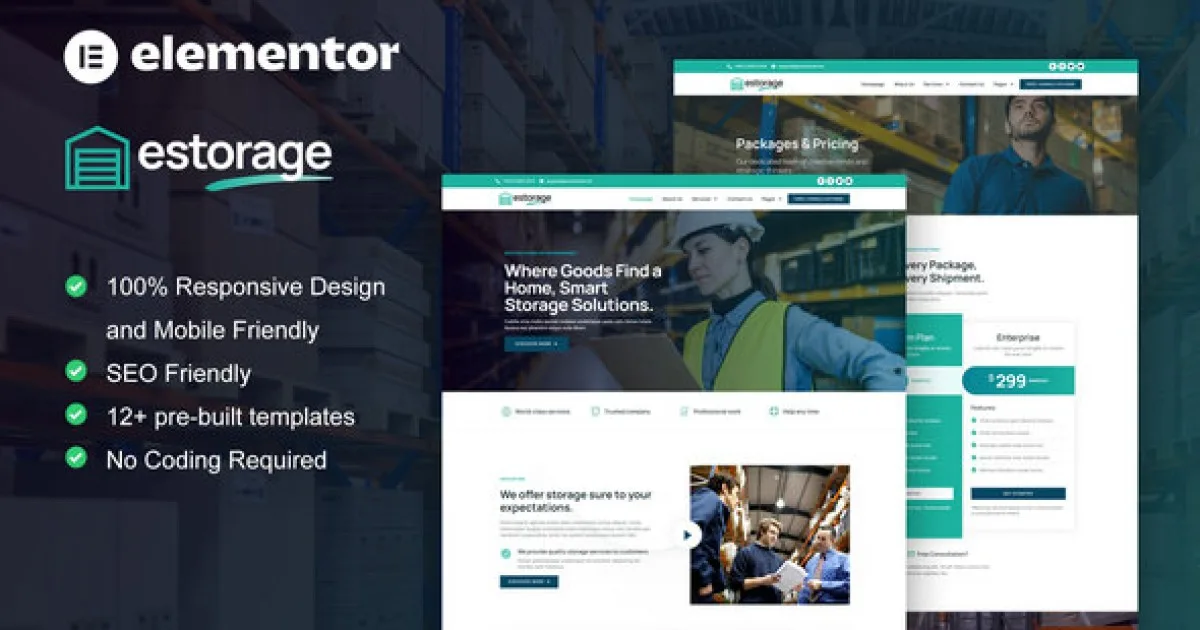 Estorage – Storage Service Company Elementor Pro Template Kit - Official Release Preview