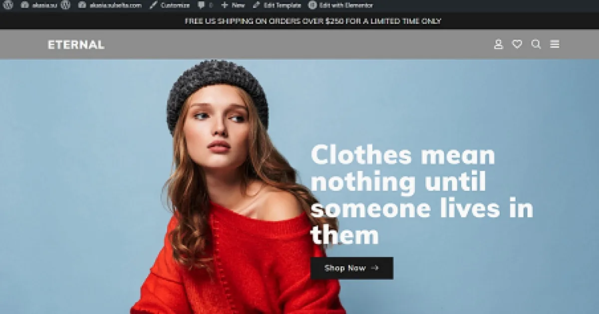 Eternal – Ecommerce Elementor Template Kit