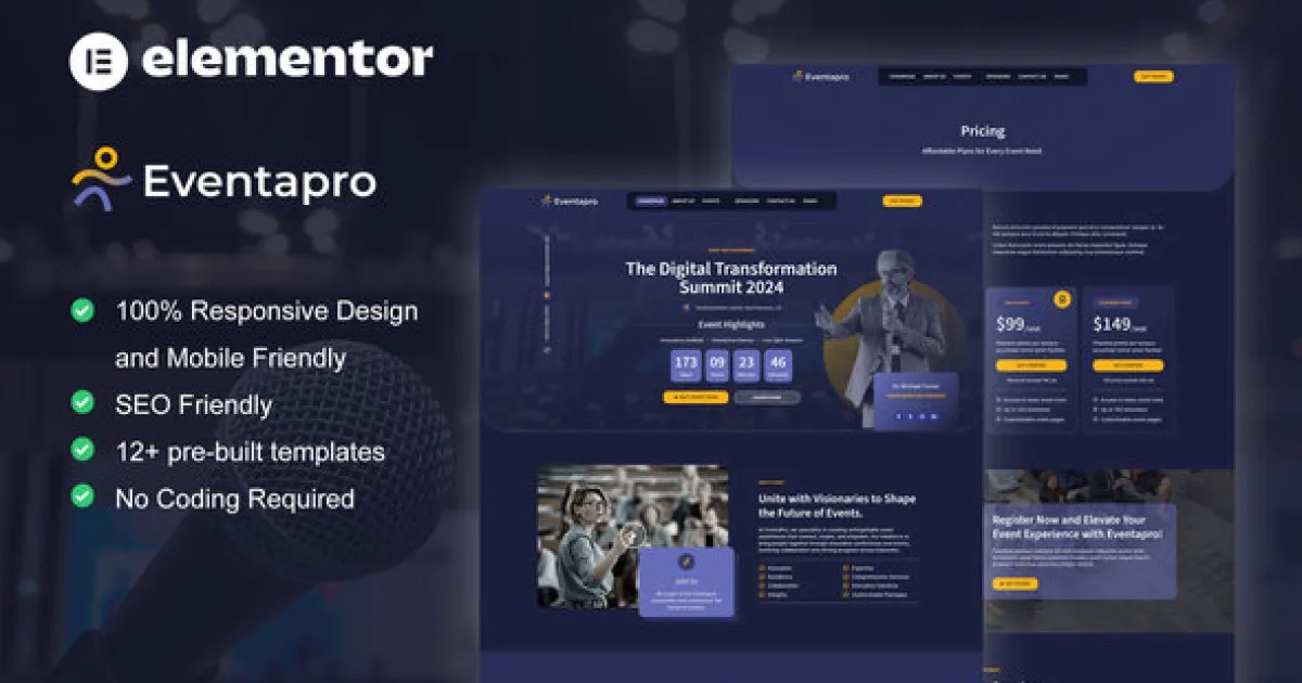 Eventapro – Event & Conference Elementor Pro Template Kit - Official Release Preview