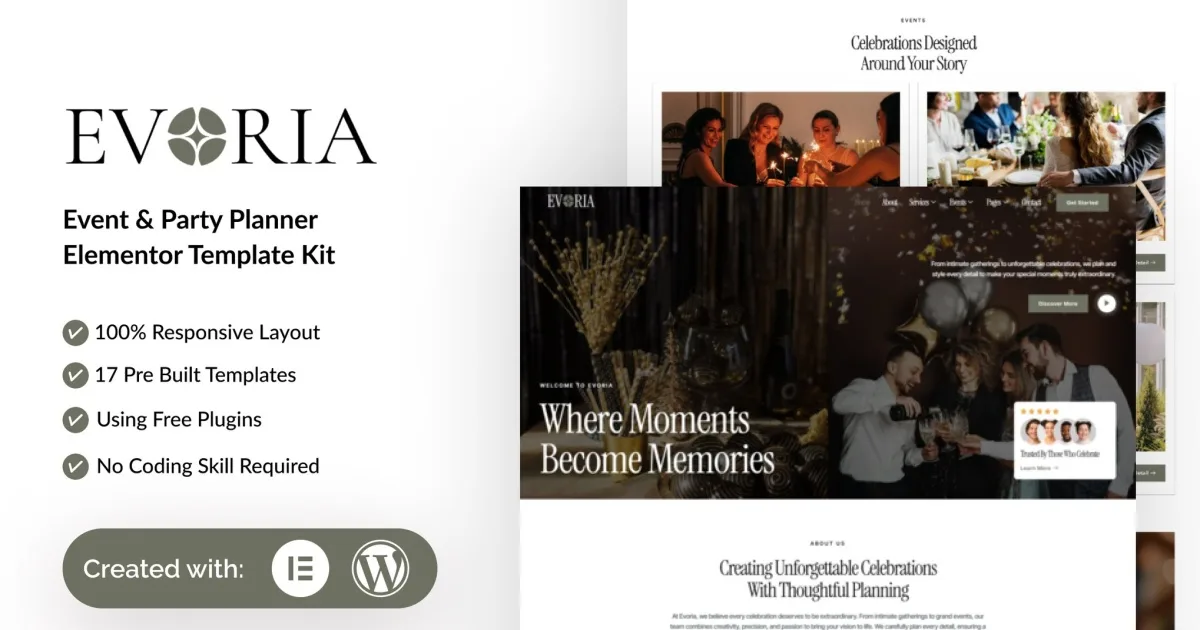 Evoria – Event & Party Planner Elementor Template Kit