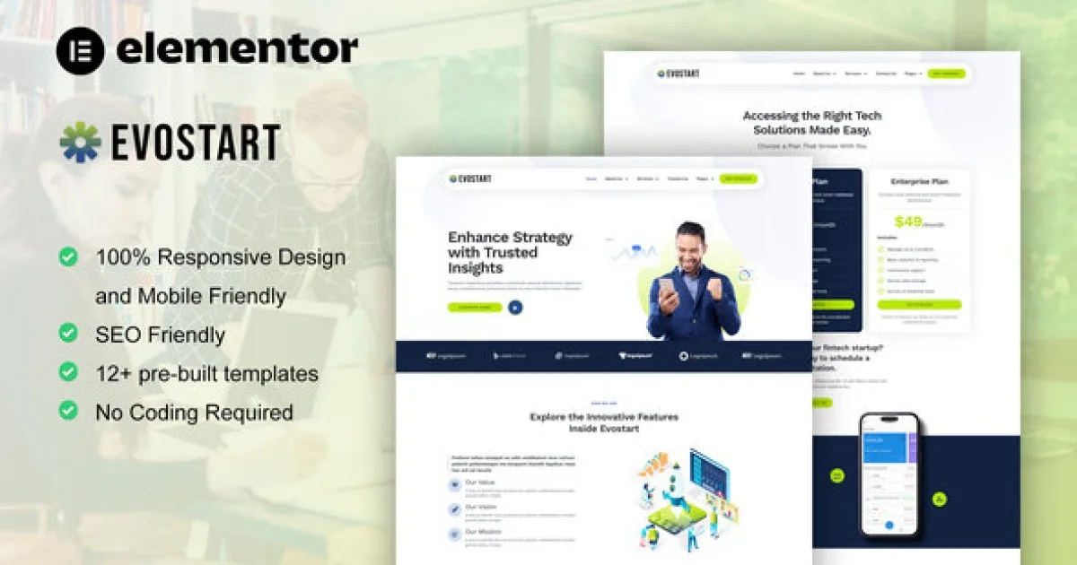Evostart – Tech Startup Company Elementor Pro Template Kit