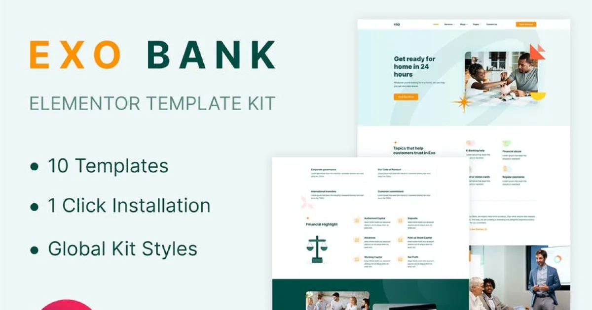 Exobank – Financial Elementor Template Kit