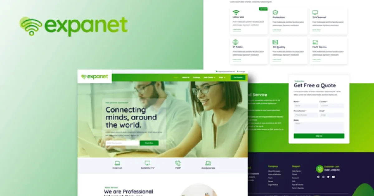 Expanet – Broadband & Internet Services Elementor Template Kit - Official Release Preview