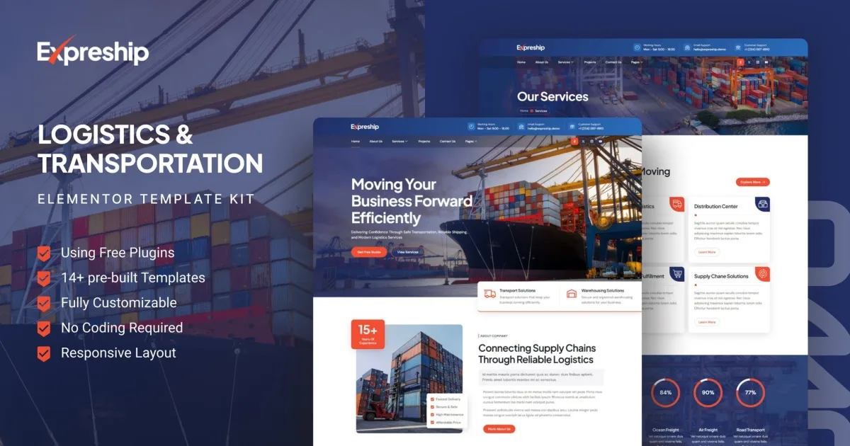 Expreship – Logistics & Transportation Elementor Template Kit